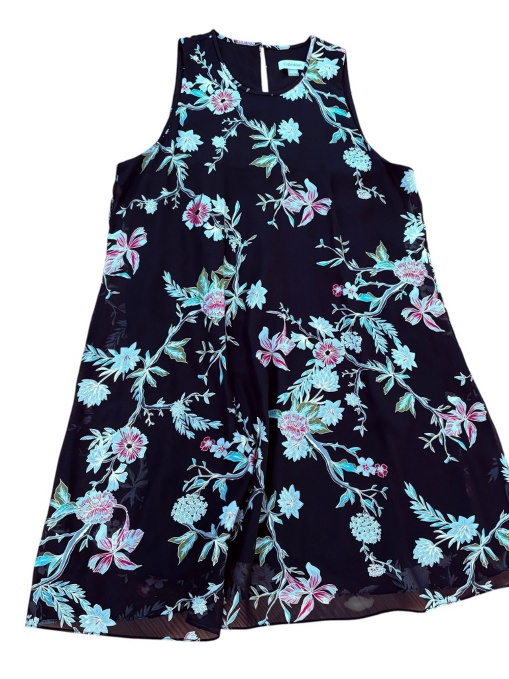 Calvin Klein Black Metallic Floral Midi Dress